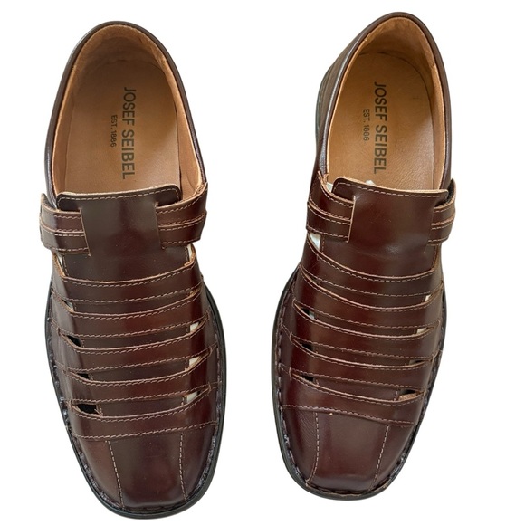 Josef Seibel Brown Leather Loafers Slip-Ons - Picture 4 of 9